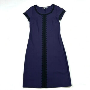 Boden Purple Knit Dress Black Lace Applique